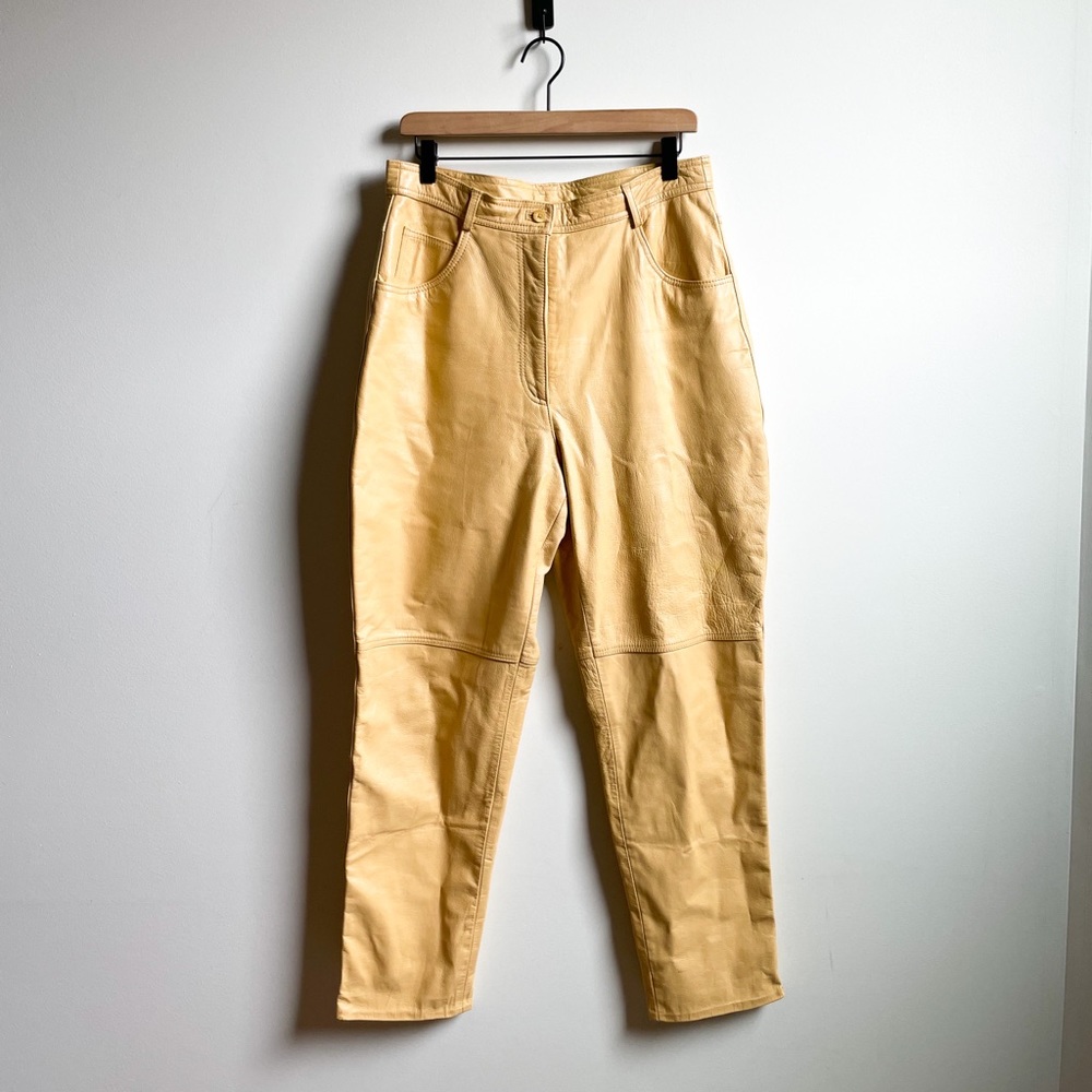 Vintage yellow leather straight leg pants